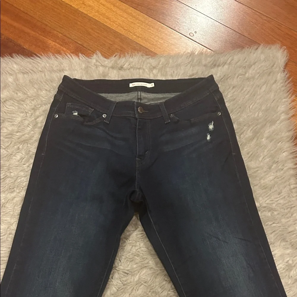 Levi’s 529 Curvy Boot Women's Dark‎ Blue Distressed Jeans